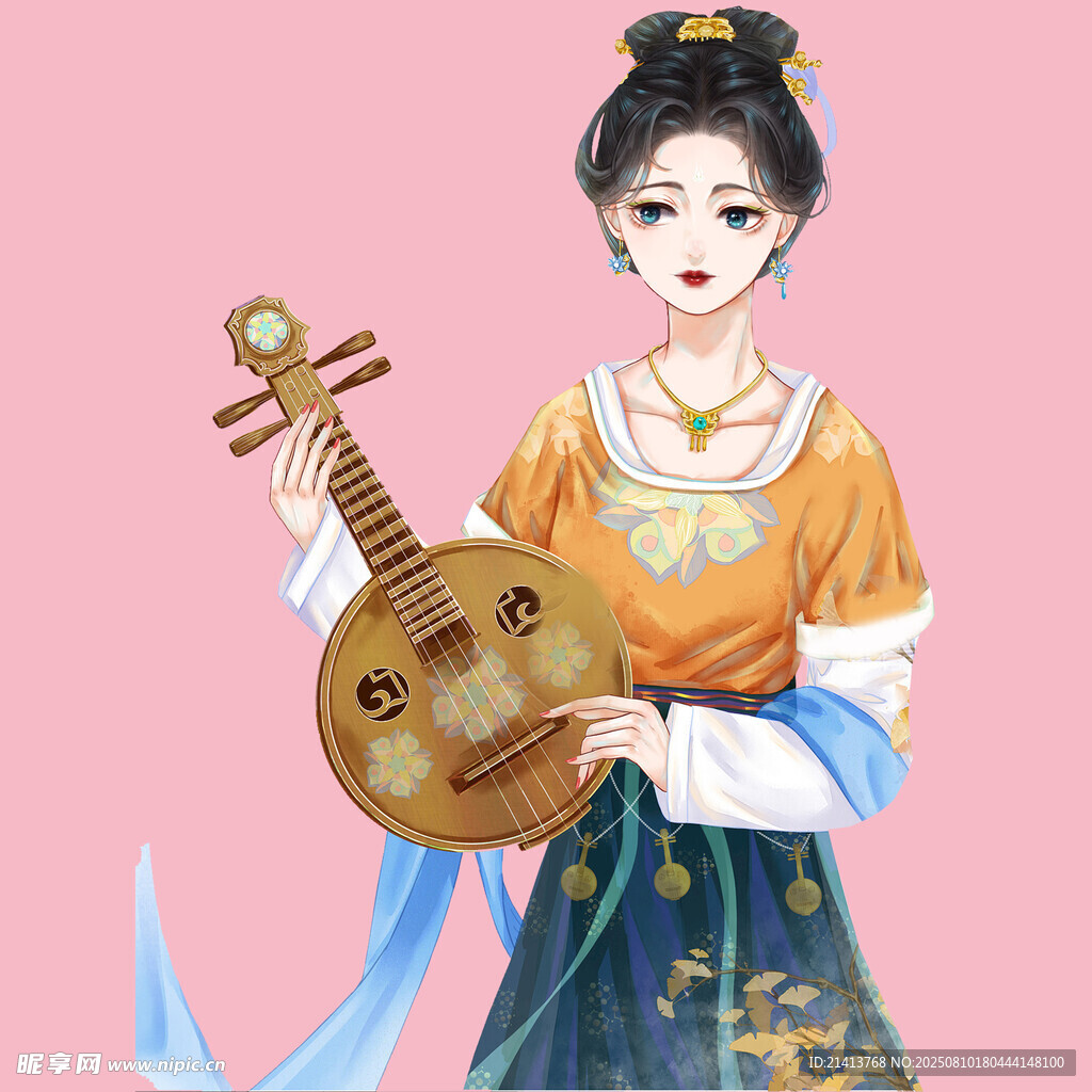 古風女子持阮優(yōu)雅彈奏
