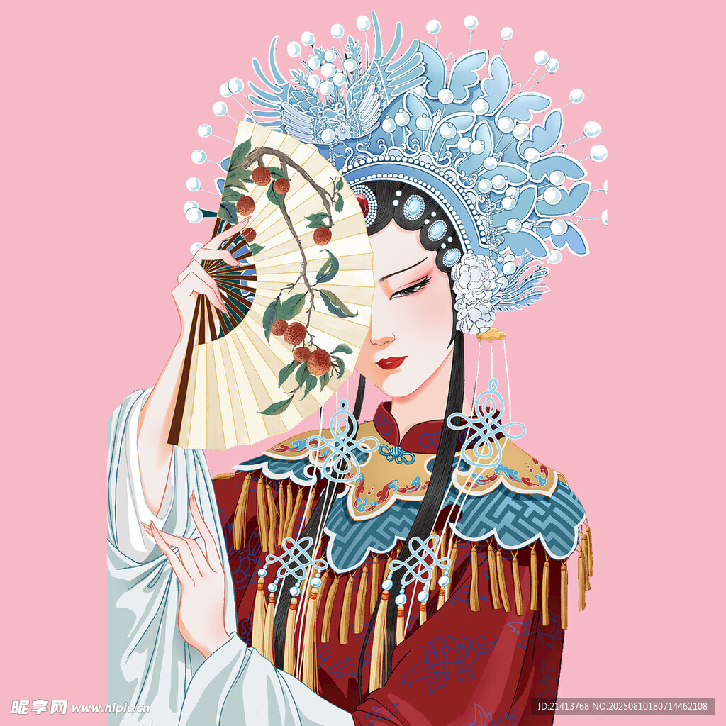 京劇佳人 掩扇半遮嬌顏