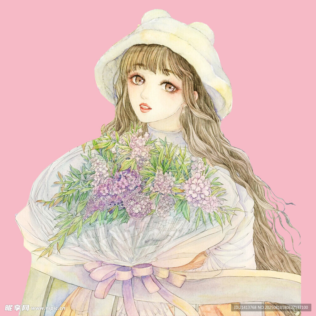 捧花少女 溫柔浪漫時(shí)刻