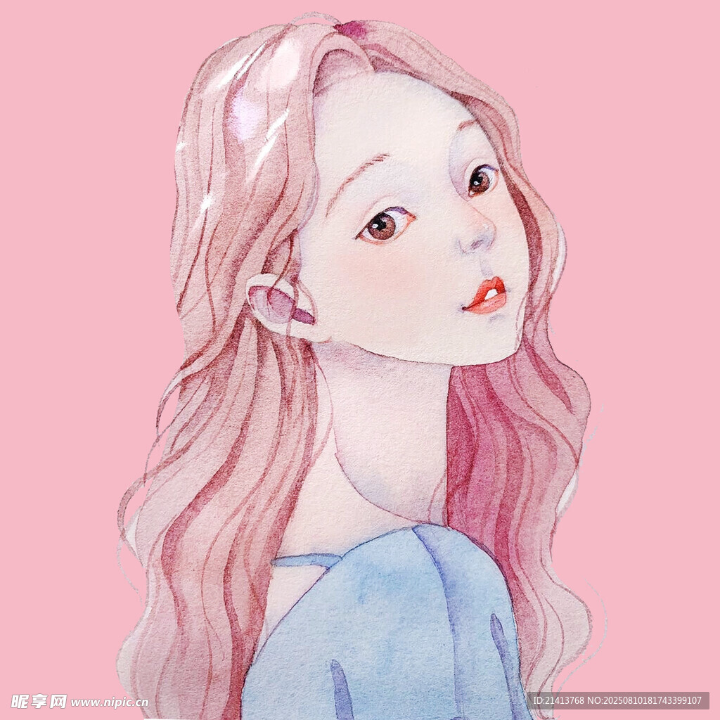 粉色長(zhǎng)發(fā)的可愛(ài)女孩