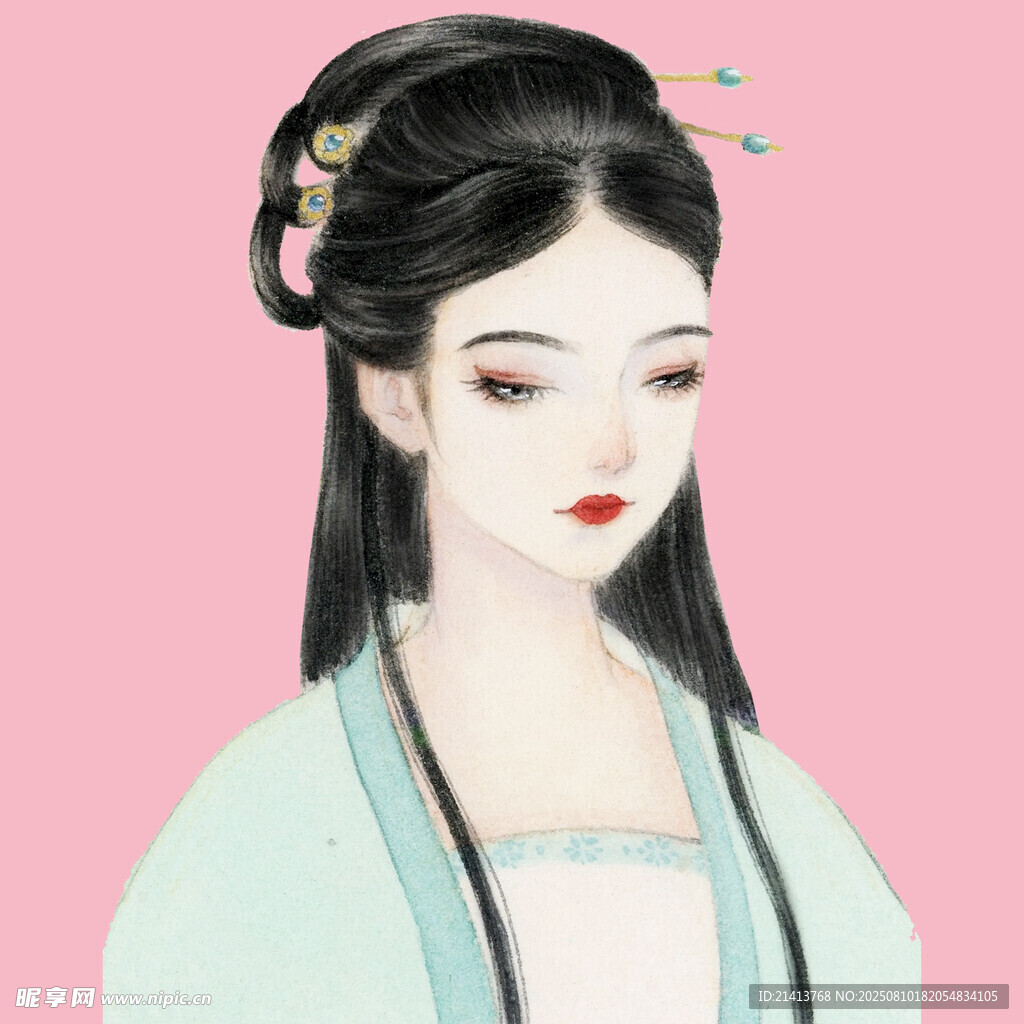 古風(fēng)漢服女子優(yōu)雅畫像