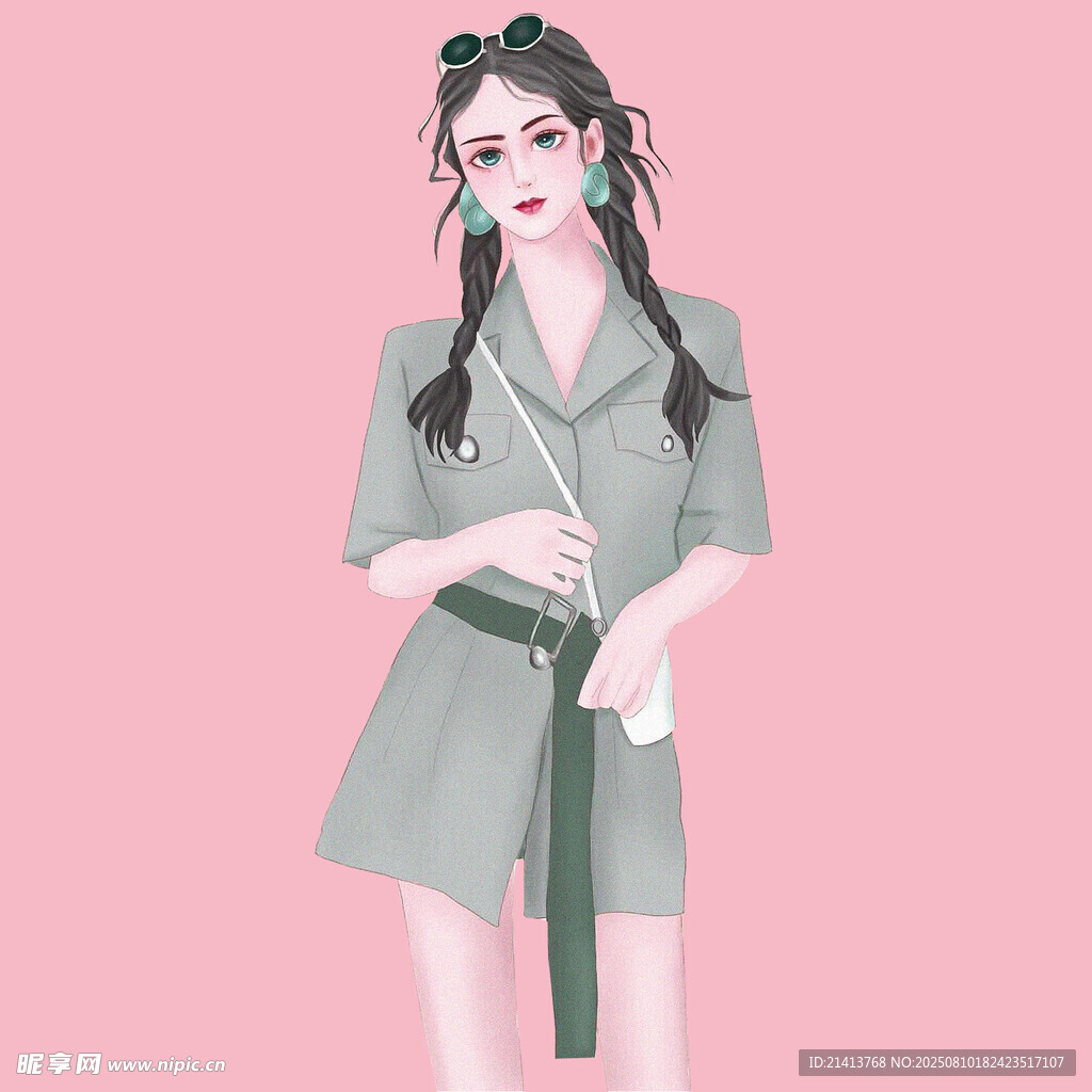 復(fù)古風(fēng)雙麻花辮時(shí)尚少女
