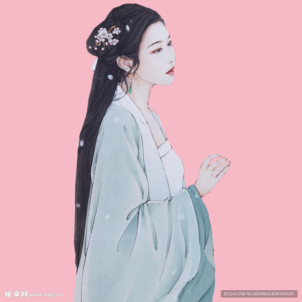 古風(fēng)女子 青絲華服展溫婉