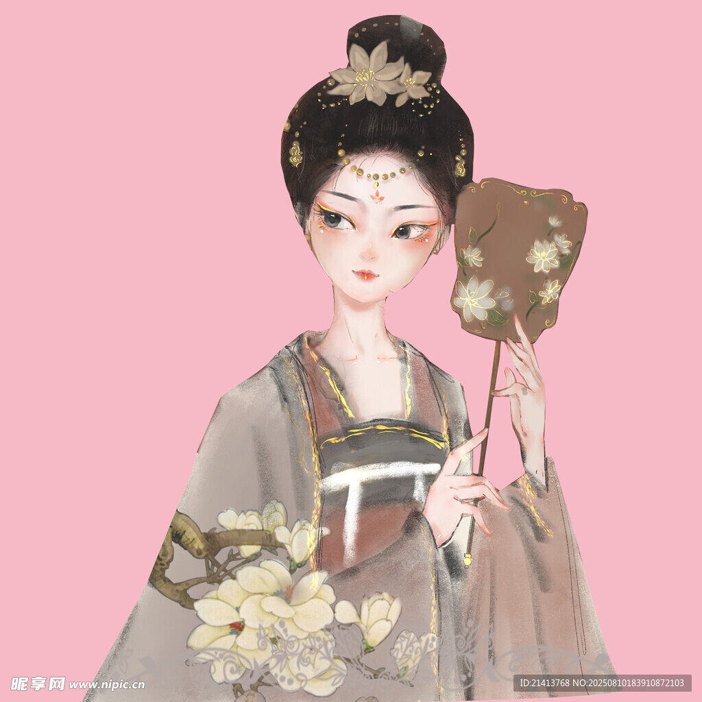 古風(fēng)漢服美人持扇圖