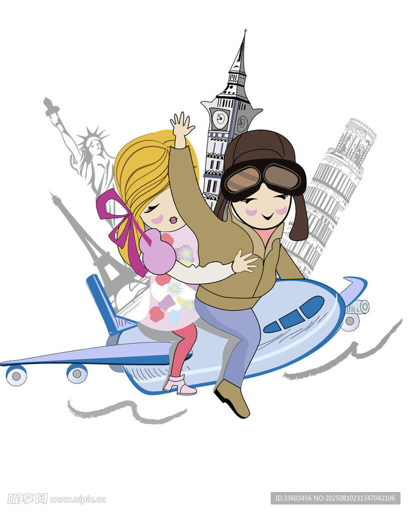 情侶乘飛機暢享浪漫旅行