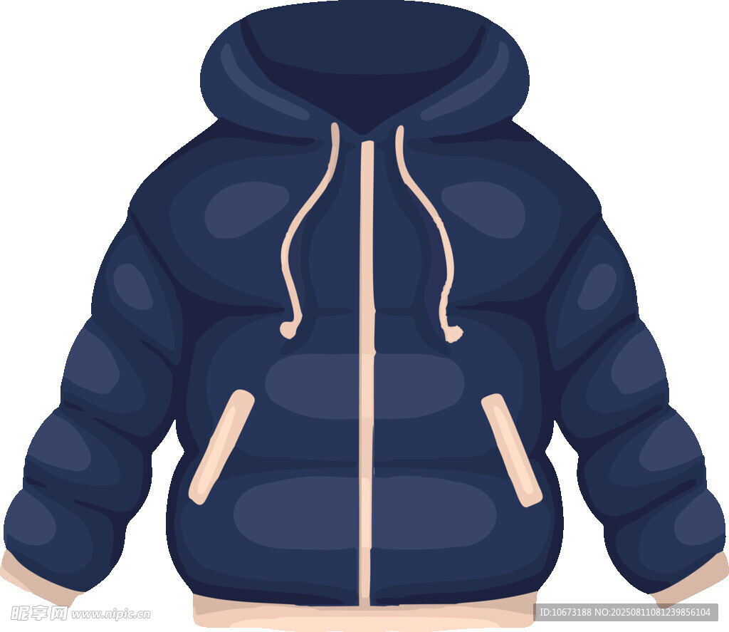 深藍(lán)色連帽羽絨服外套