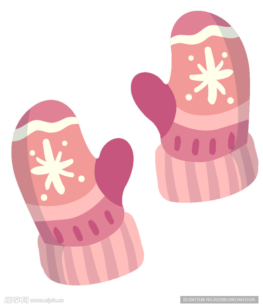 粉色雪花圖案保暖連指手套