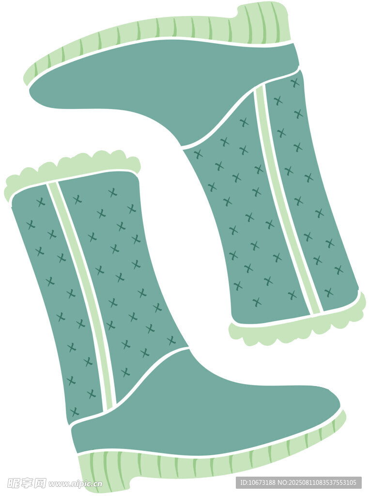 綠色時尚雨靴插畫