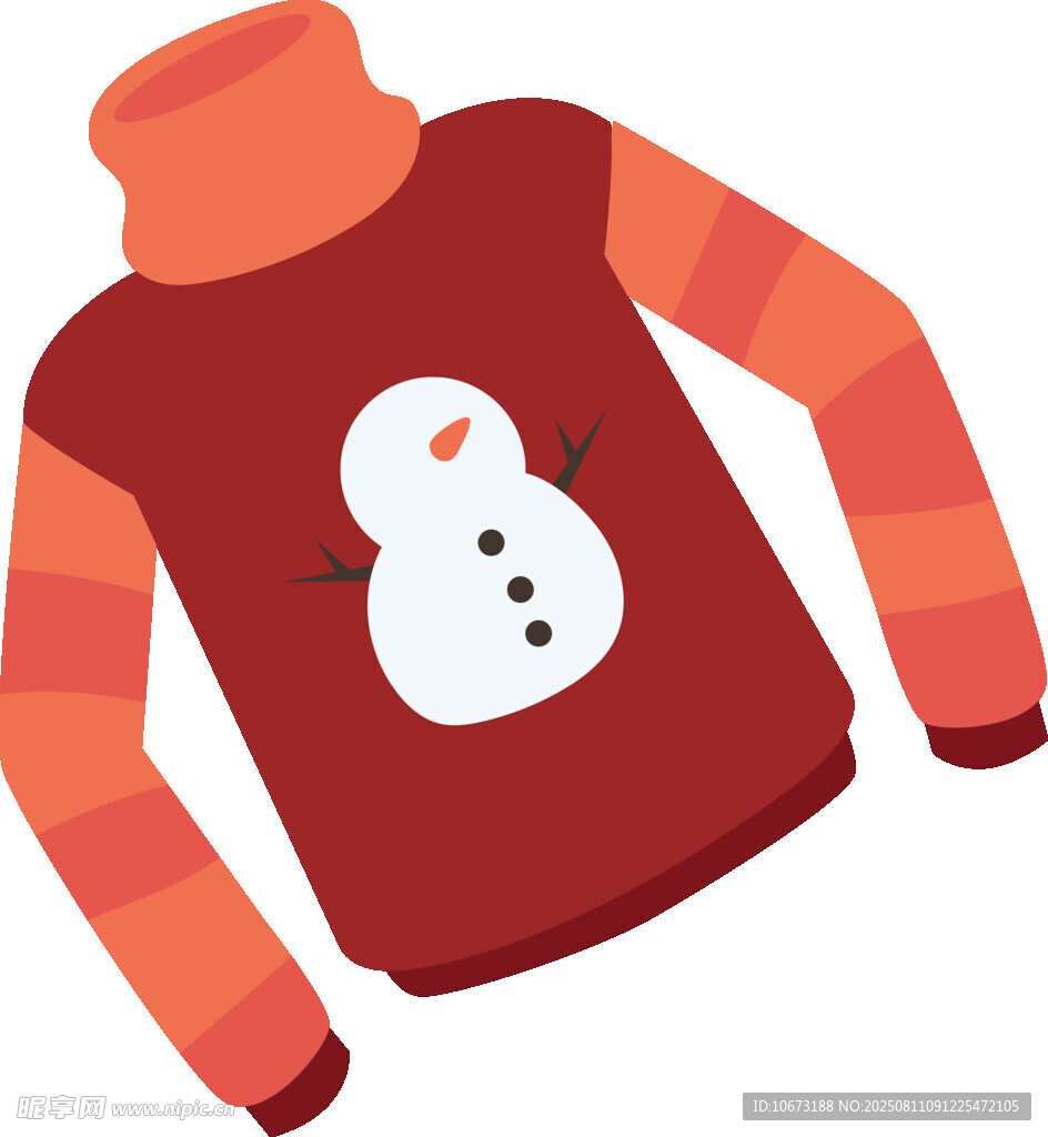 紅色雪人圖案高領(lǐng)毛衣