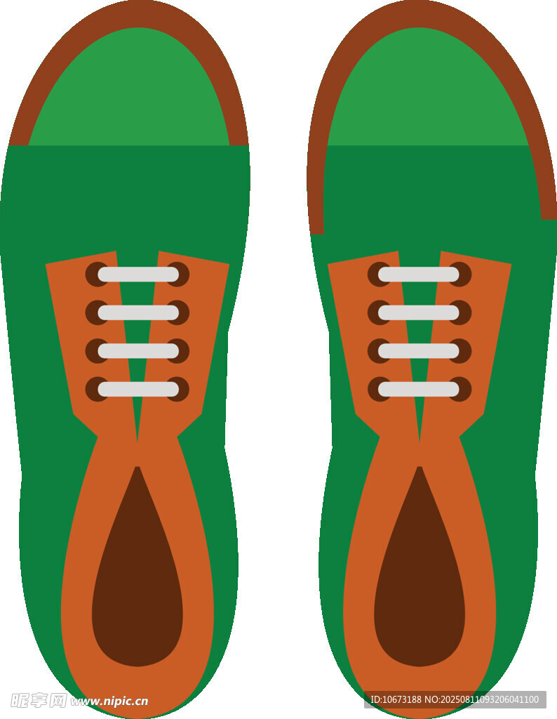 綠色系帶運動鞋插畫