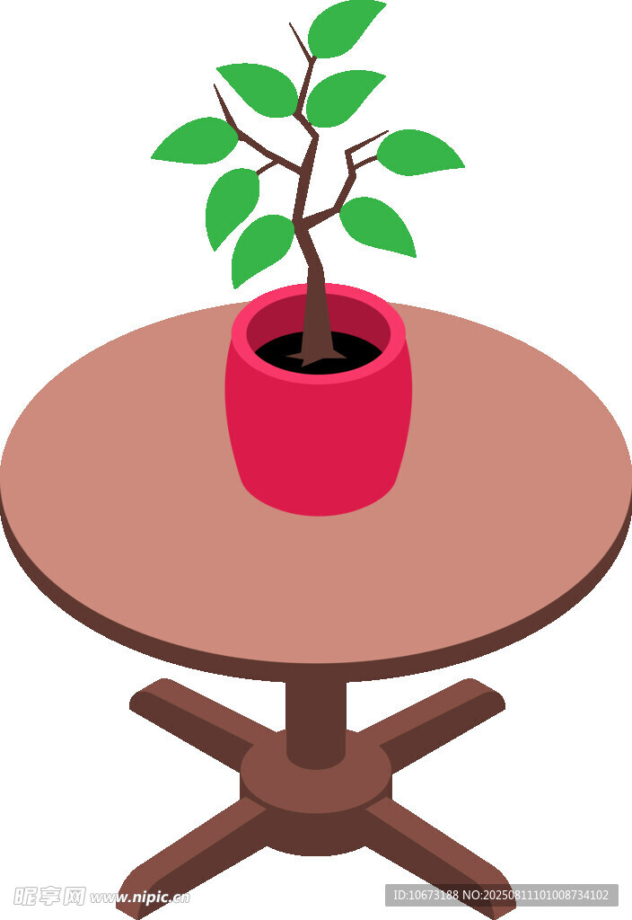 圓桌上的綠植盆栽