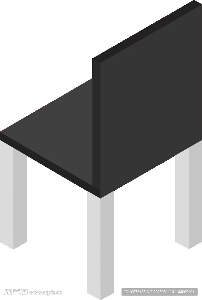 黑色長桌的簡約3D模型