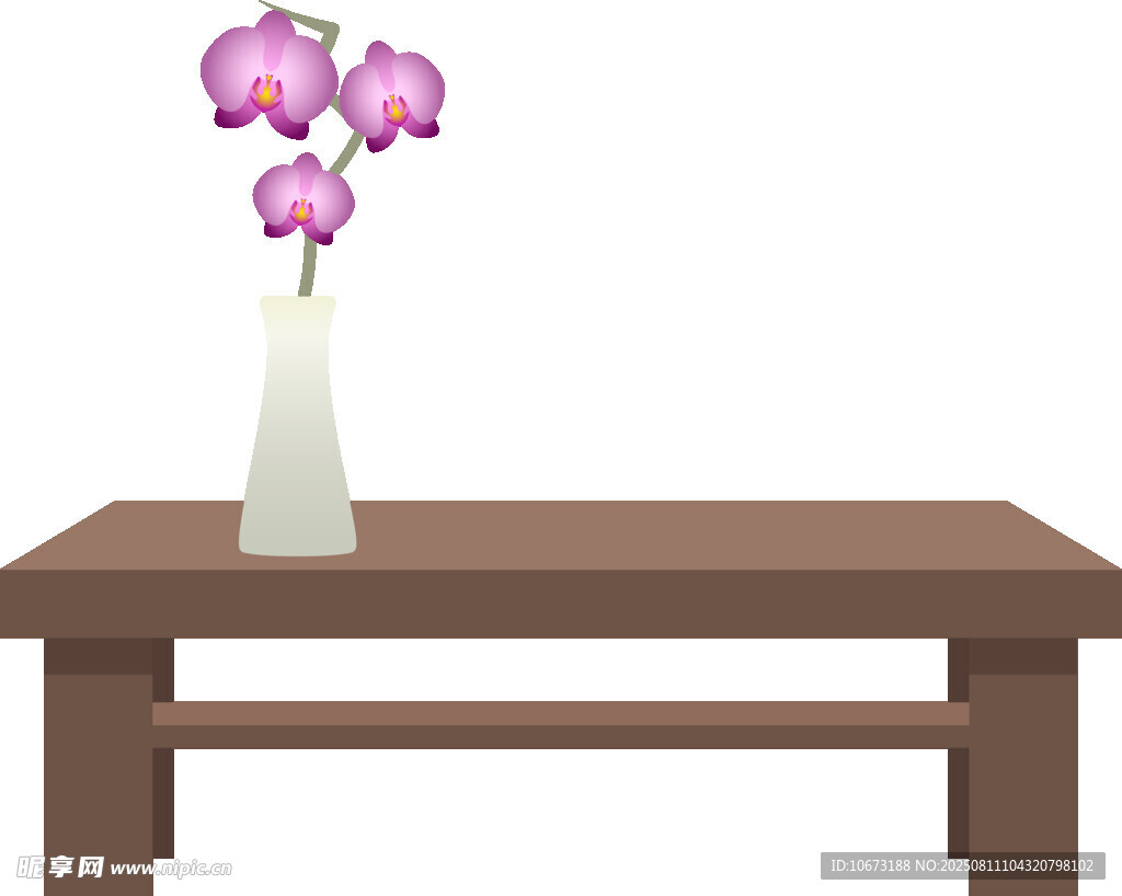 花瓶中的粉色花朵置于桌