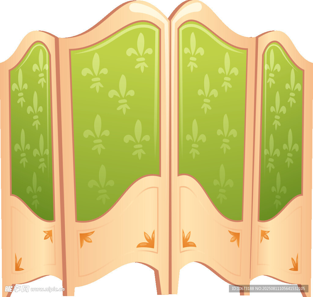 復(fù)古綠色花紋折疊屏風(fēng)