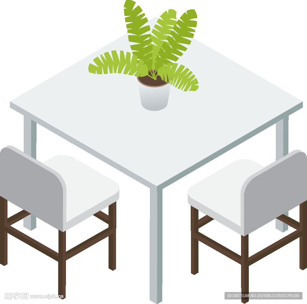 簡(jiǎn)約桌椅配綠植清新場(chǎng)景