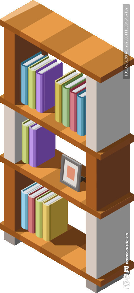 木質(zhì)書架書籍整齊擺放