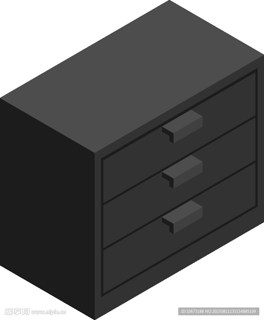 黑色三抽屜文件柜
