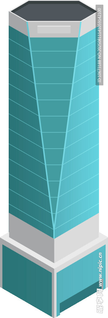 現(xiàn)代藍(lán)綠色摩天大樓建筑