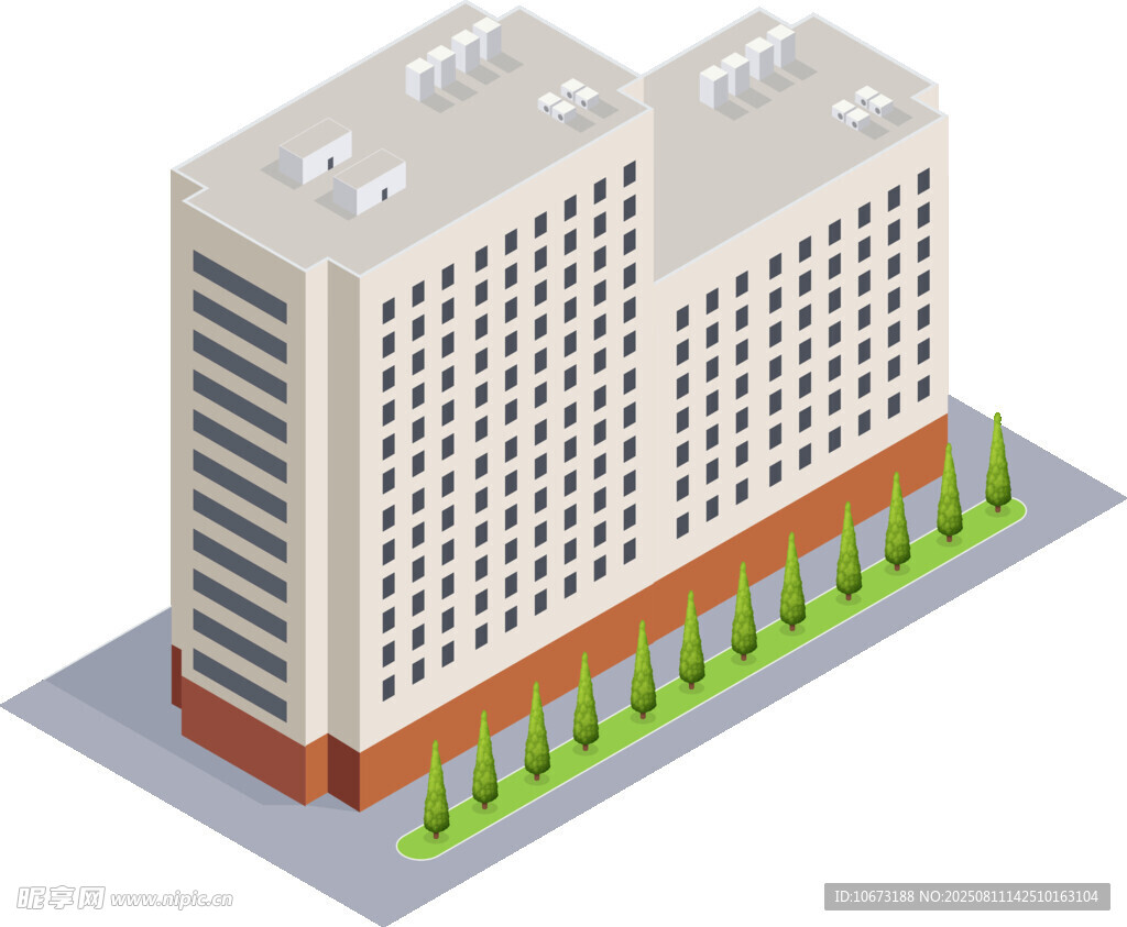現(xiàn)代多層辦公樓建筑模型