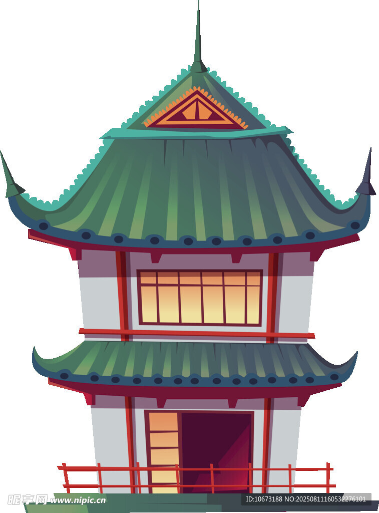 中式傳統(tǒng)雙層閣樓建筑