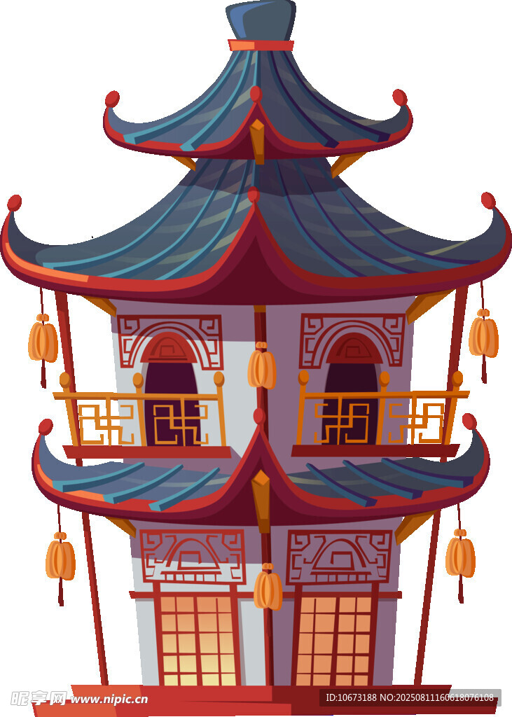 中式雙層古亭