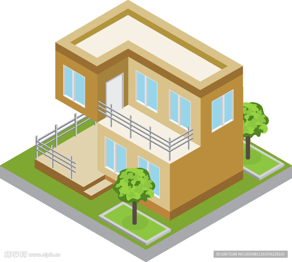 兩層現(xiàn)代風(fēng)房屋建筑模型