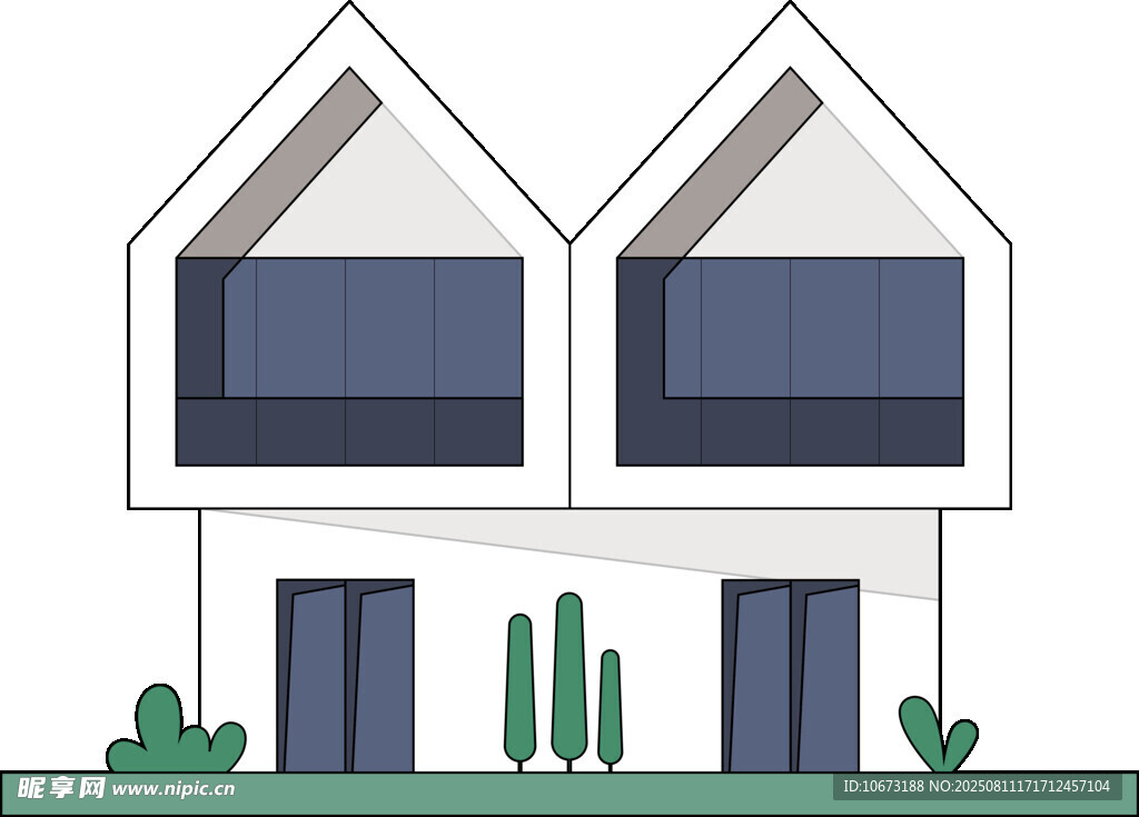 現(xiàn)代雙拼住宅外觀設計