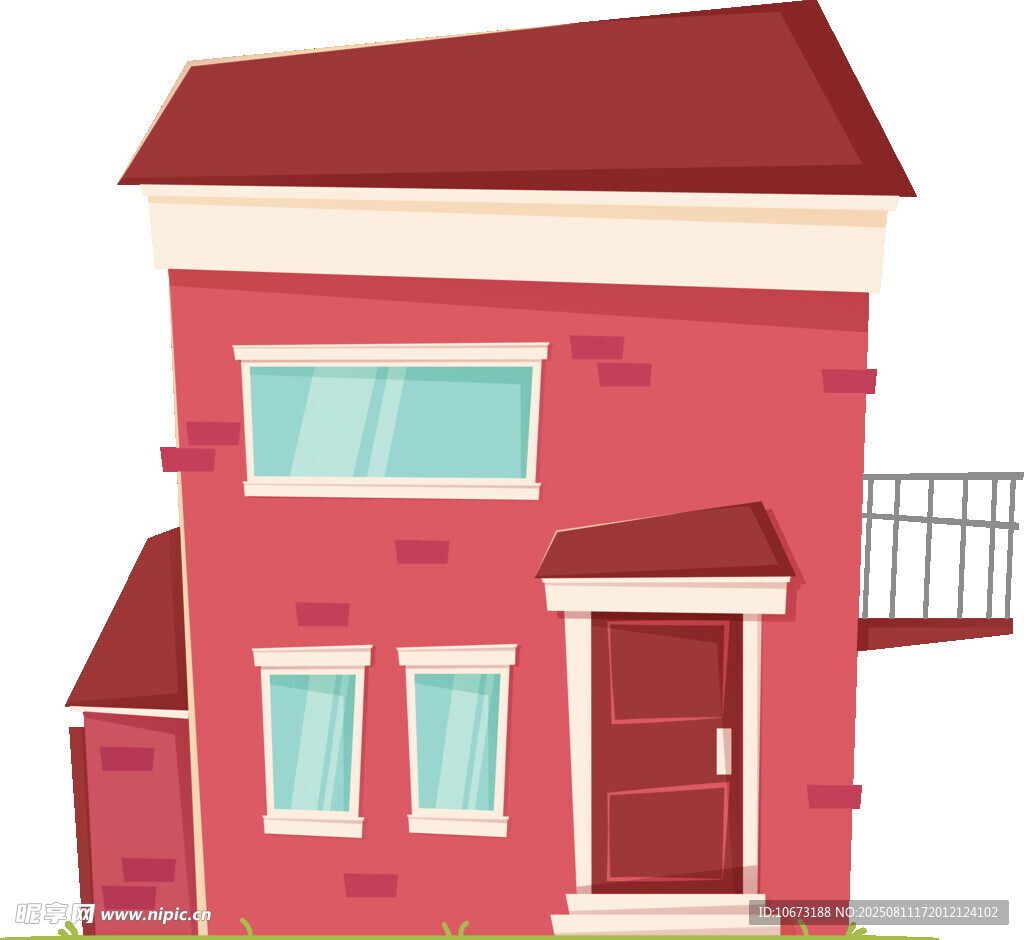 兩層粉色小屋插畫