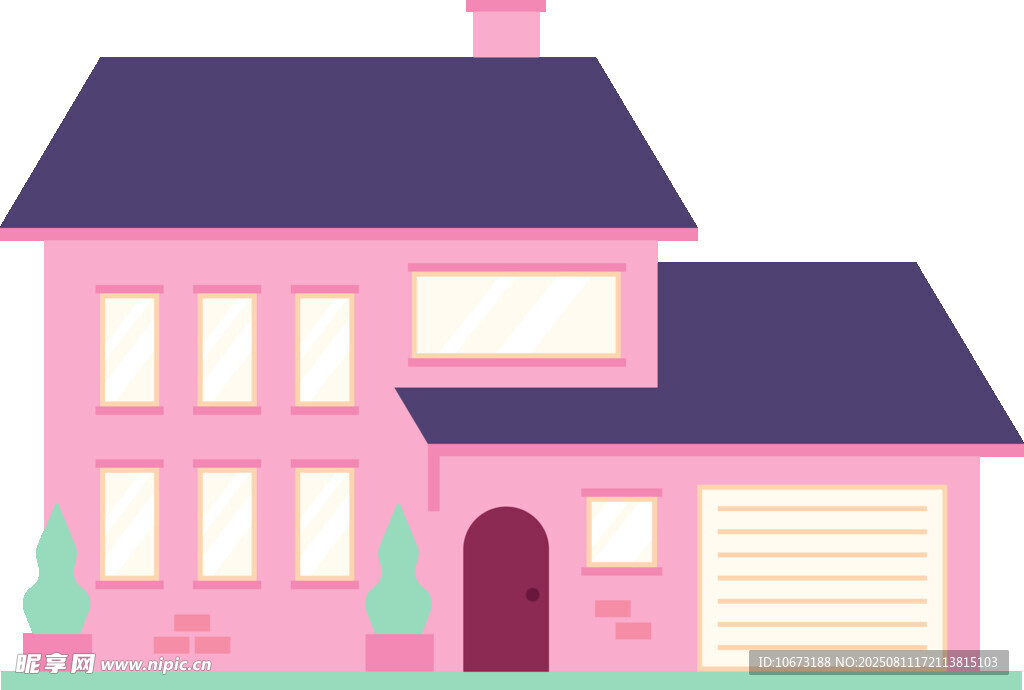 粉色獨棟住宅插畫