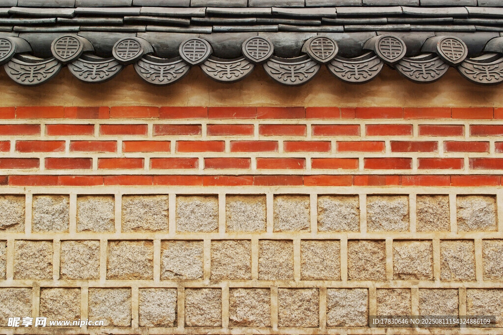 中式磚墻瓦頂建筑景觀