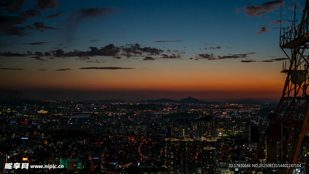 城市黃昏天際線景觀