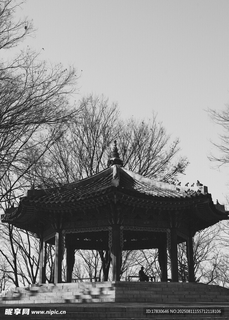 雪覆古亭