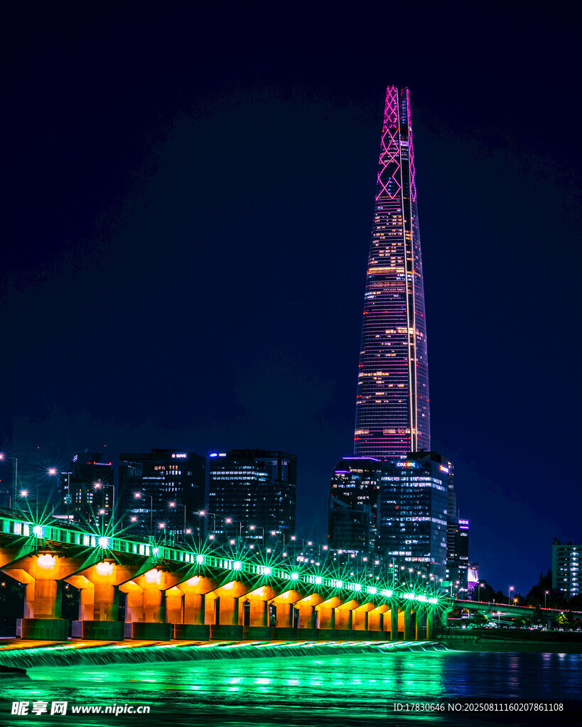 首爾夜景中的絢麗橋梁與高樓