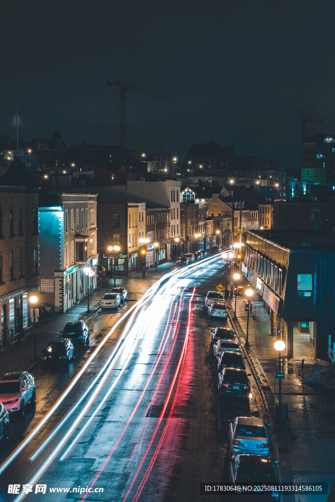 城市夜景車流燈光軌跡