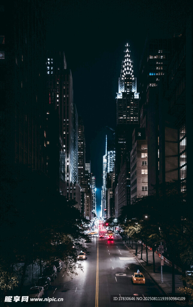紐約夜晚繁華都市街景