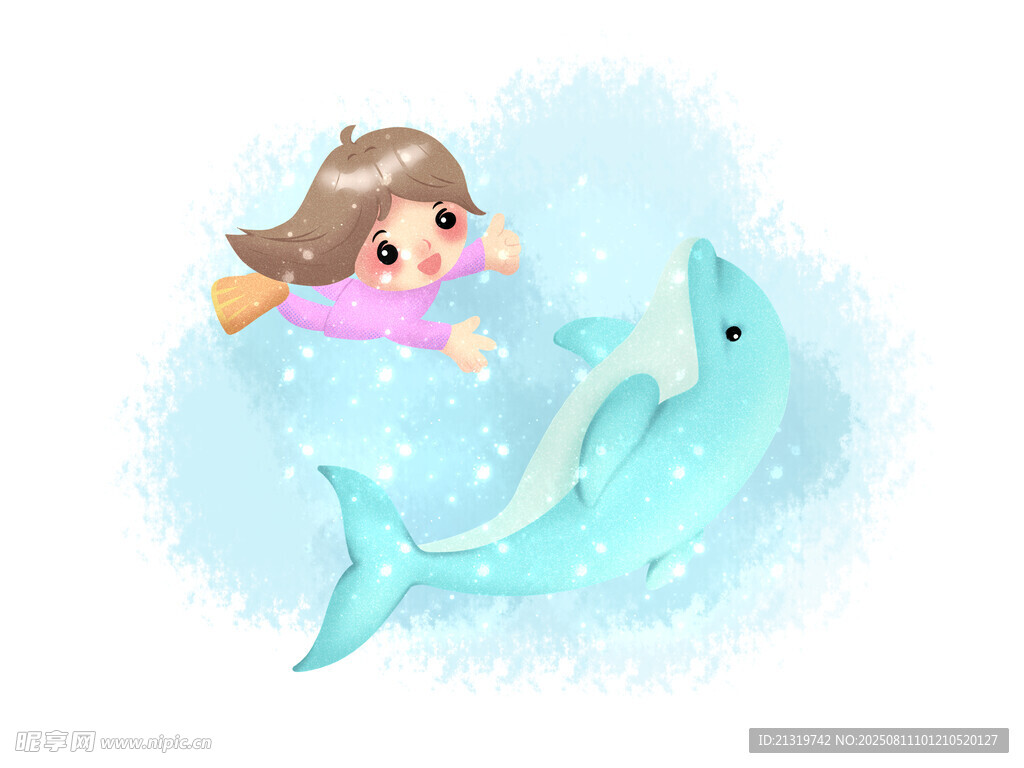 卡通海豚插畫