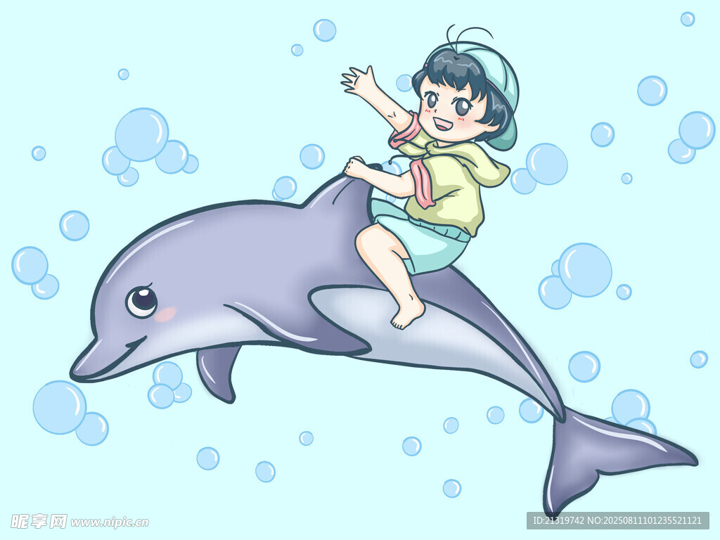 卡通海豚插畫