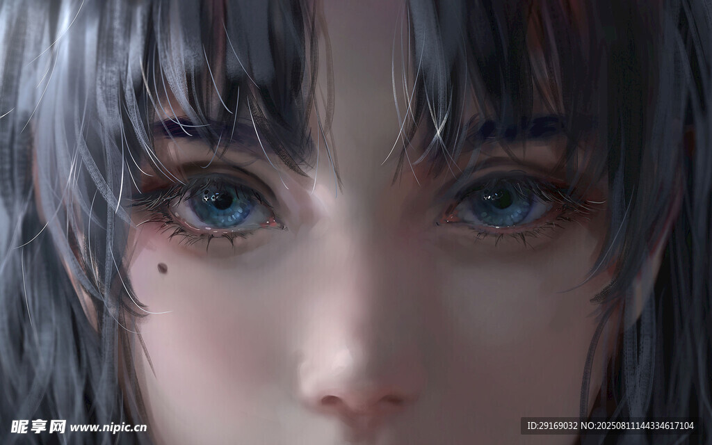 藍(lán)眸銀發(fā)的精致虛擬少女