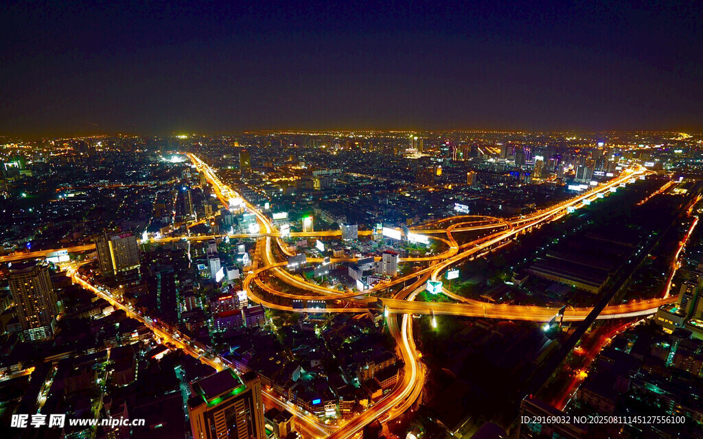 城市璀璨夜景鳥瞰圖