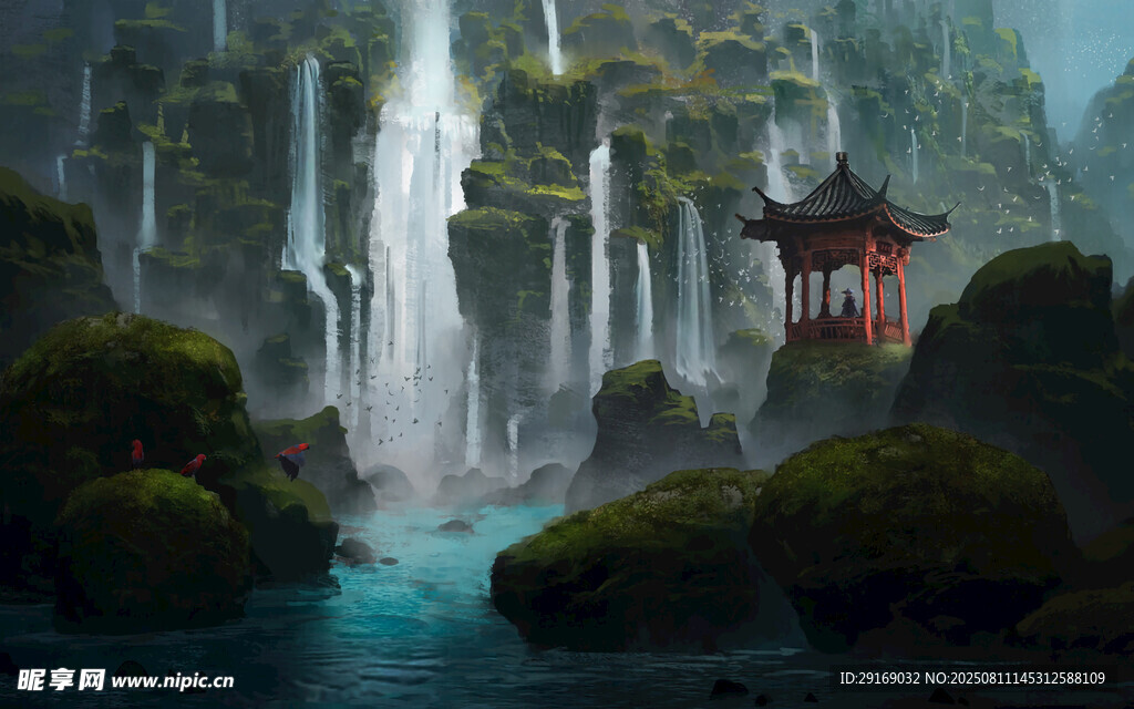 夢(mèng)幻山水間的中式亭閣
