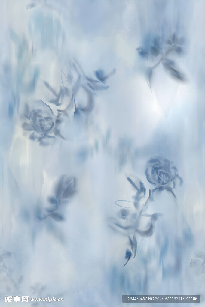 藍(lán)白花卉紋理圖案
