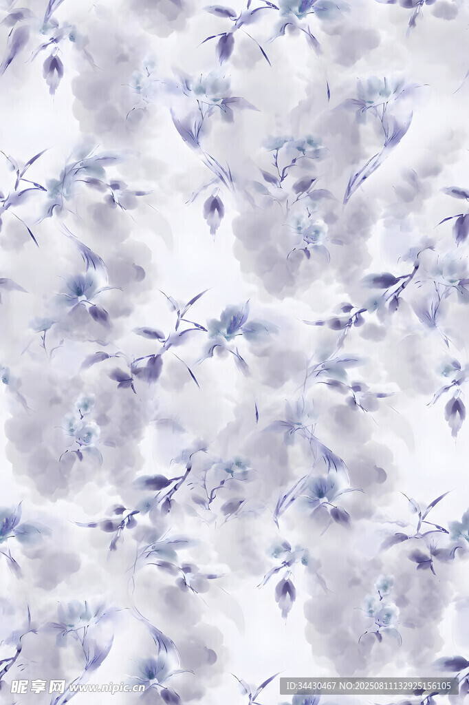 藍(lán)白花卉圖案紋理背景