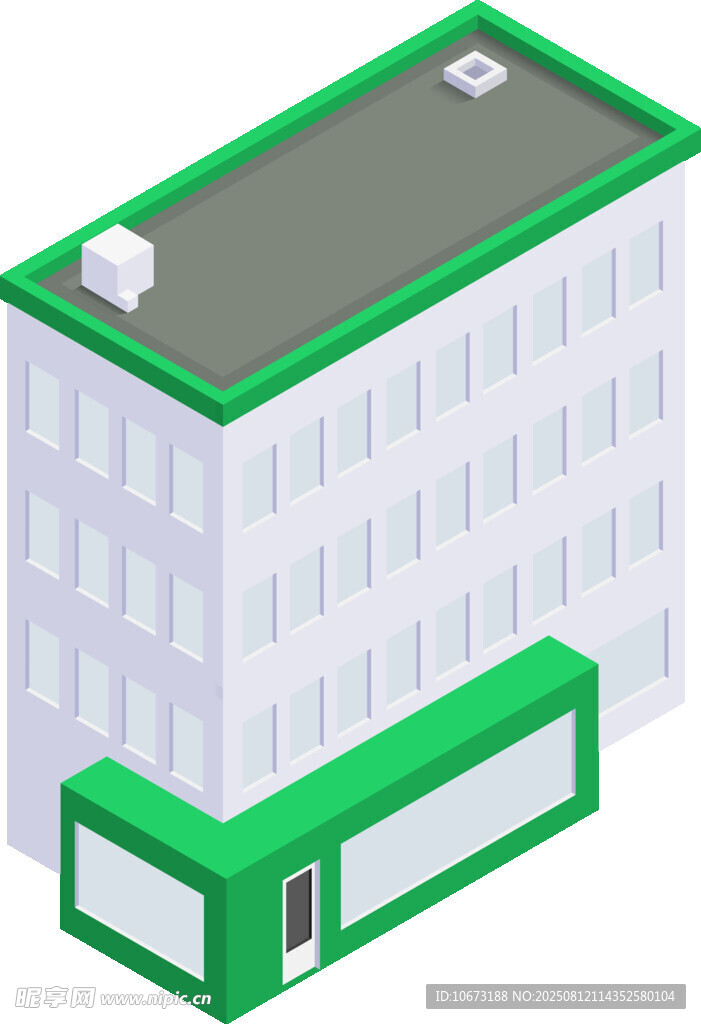 多層綠白相間建筑模型