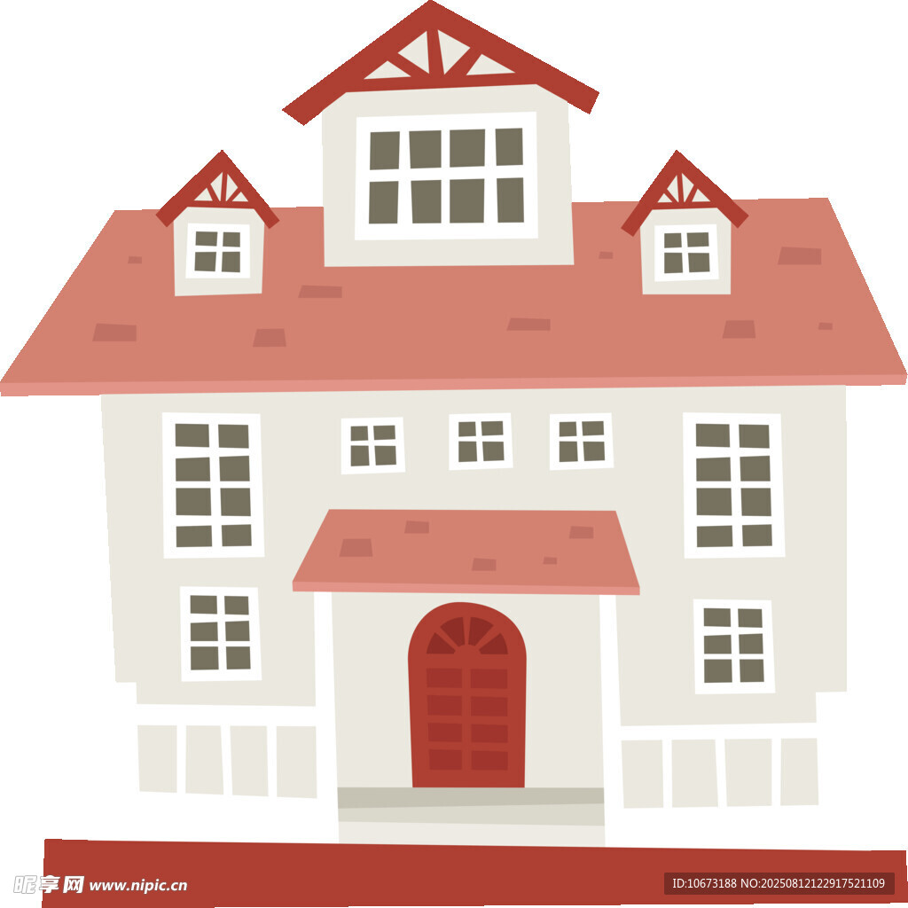 兩層紅頂白色住宅建筑