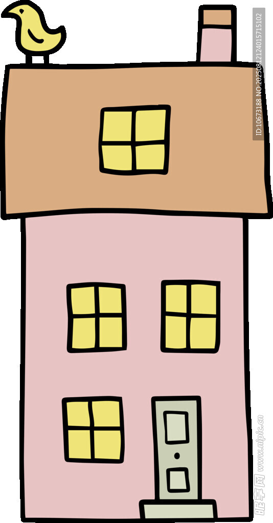 粉色小屋頂站著小黃鳥(niǎo)