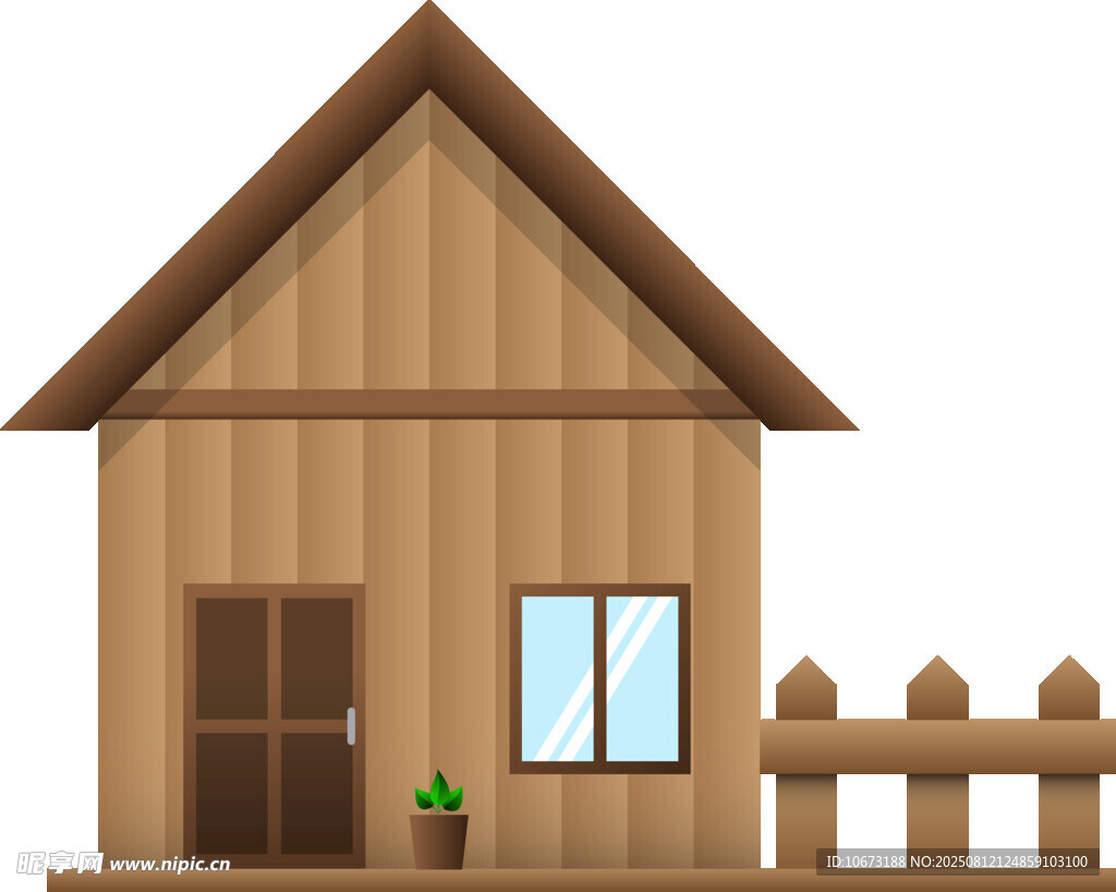 木質(zhì)小屋與圍欄景觀