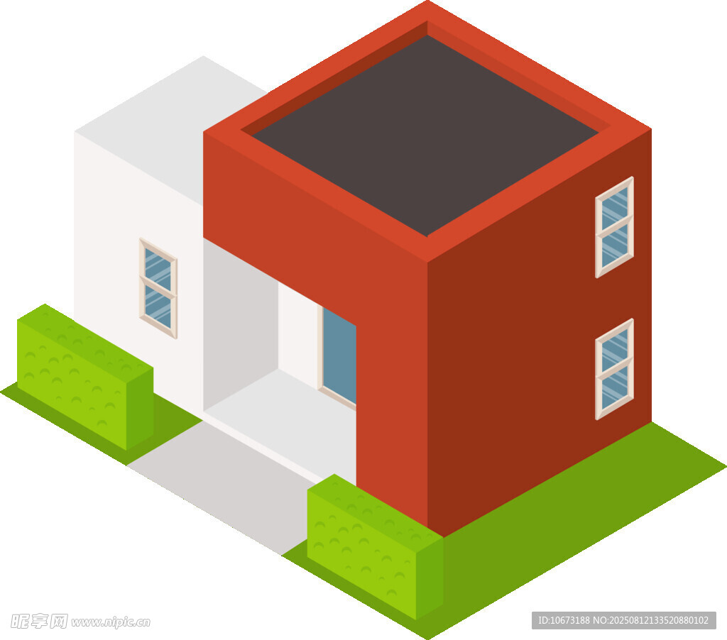 紅色立體房屋建筑模型