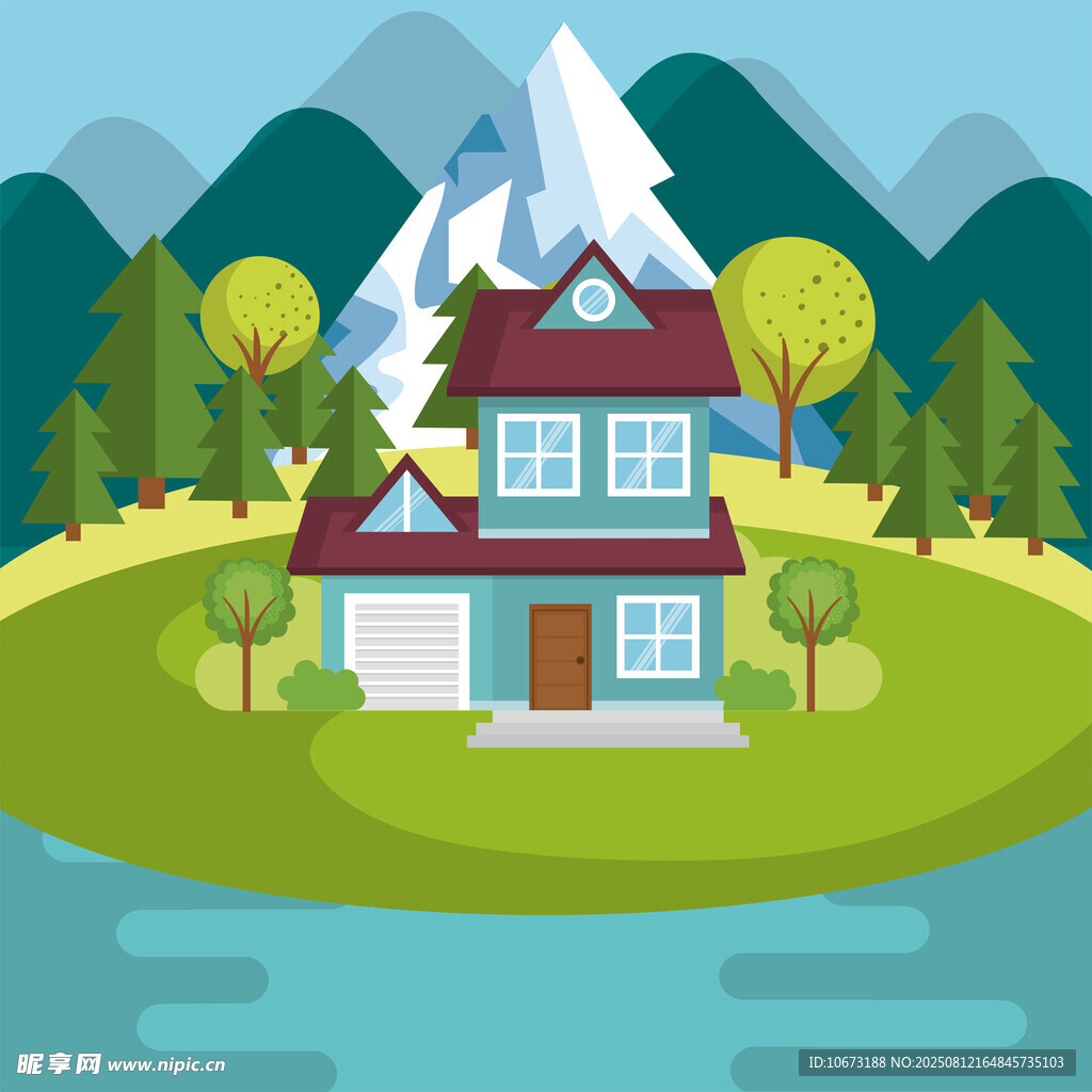 湖畔山林中的溫馨小屋