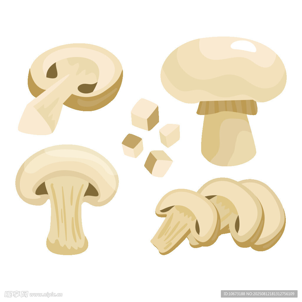 卡通風格蘑菇插畫素材