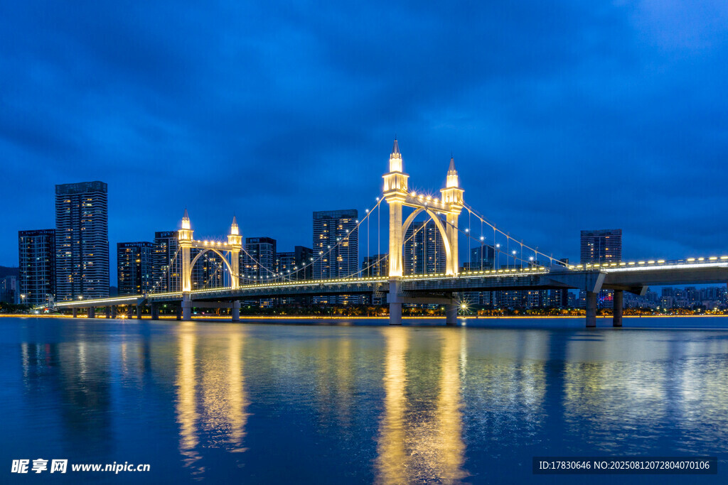 珠海著名大橋白石橋夜景實(shí)拍圖